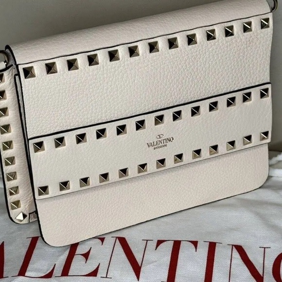 Valentino Garavani Handbags - SMALL ROCKSTUD GRAINY CALFSKIN CROSSBODY BAG IN IVORY